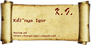 Kónya Igor névjegykártya